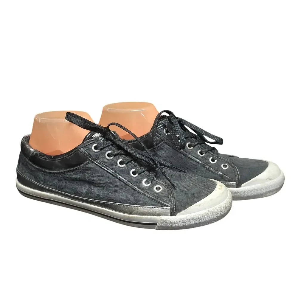 Coach Felix Black Low Top Canvas Lace Up Sneakers Shoes